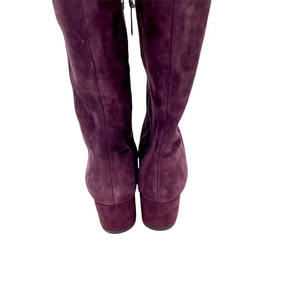 Sam Edelman Boots Elina Suede Leather Over Knee Boots Burgundy Sz 6 New